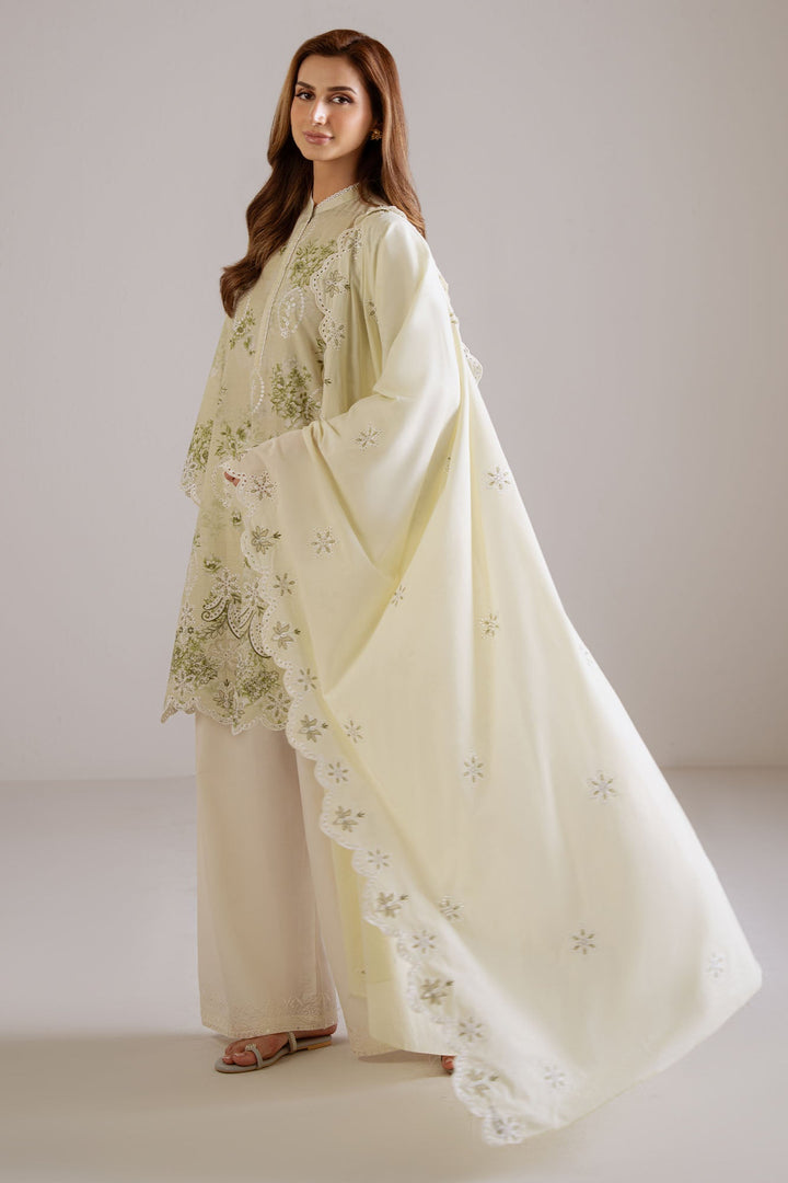Cross Stitch - Dewy Meadow Cambric Suit For Women - Green - 2 Piece