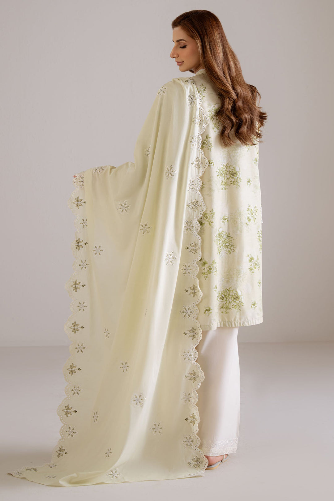 Cross Stitch - Dewy Meadow Cambric Suit For Women - Green - 2 Piece