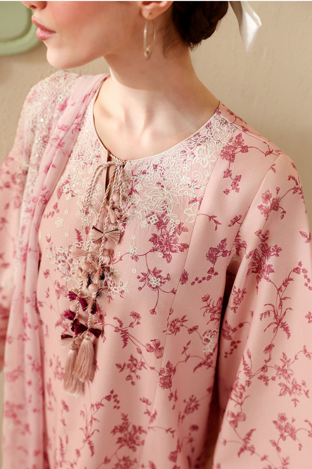 Cross Stitch - Dusty Pink Printed Lawn Unstitch Suit For Women - 3 Piece