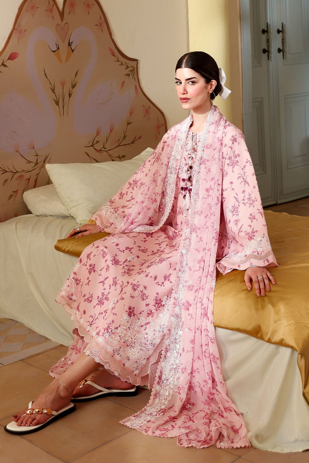 Cross Stitch - Dusty Pink Printed Lawn Unstitch Suit For Women - 3 Piece
