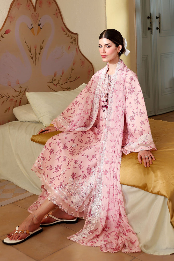 Cross Stitch - Dusty Pink Printed Lawn Unstitch Suit For Women - 3 Piece