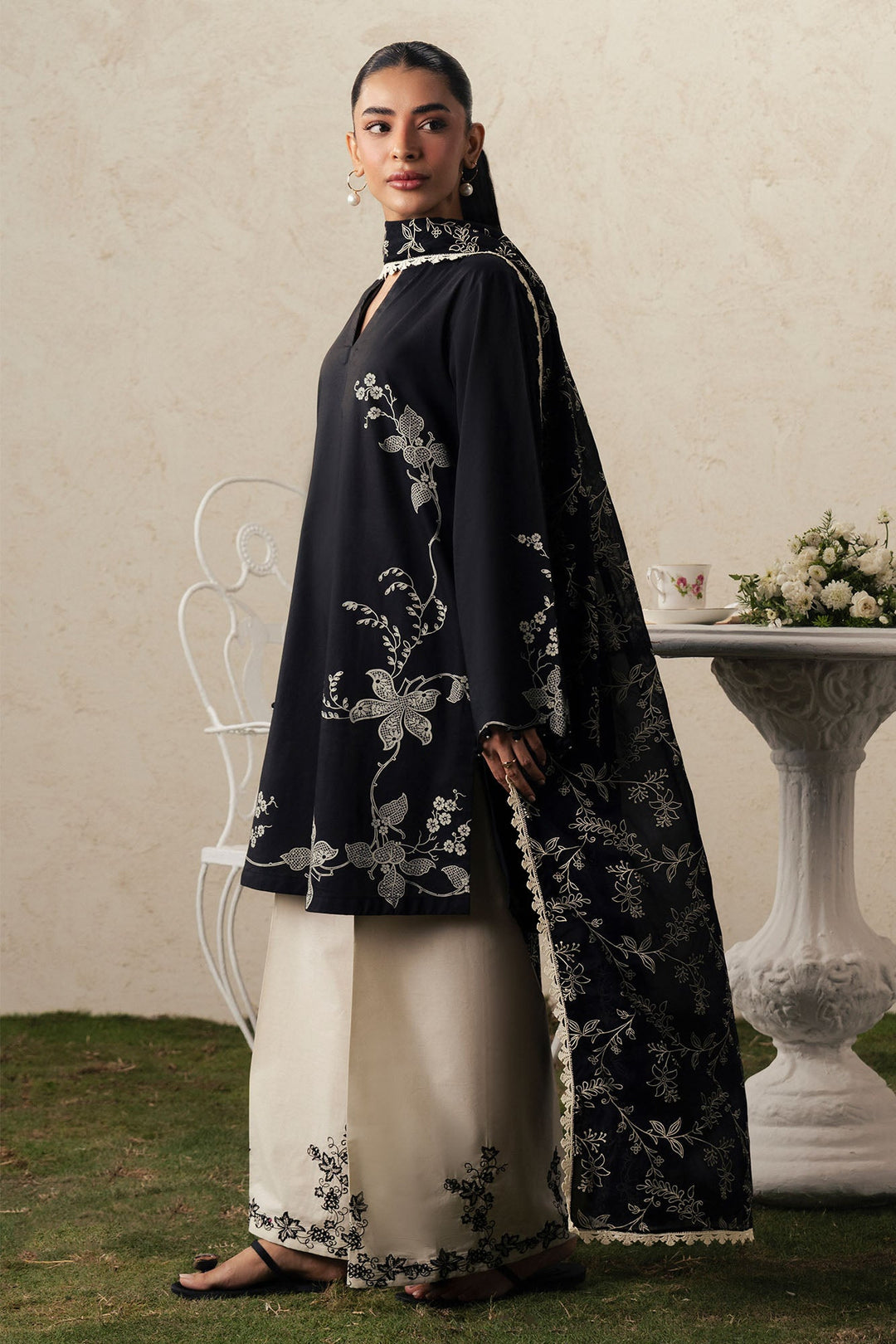 Cross Stitch EBONY LACE Unstitched Black 3 Piece