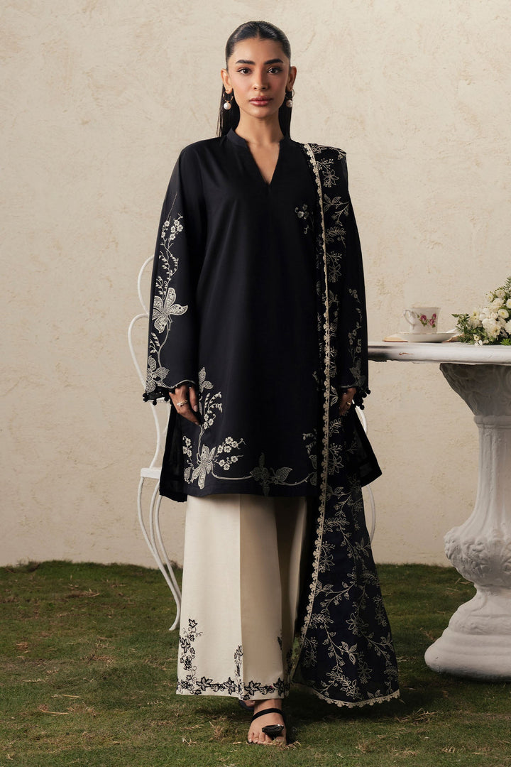 Cross Stitch EBONY LACE Unstitched Black 3 Piece