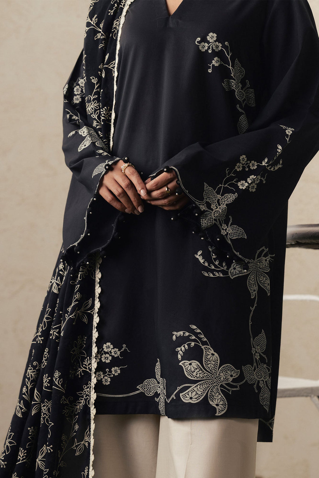 Cross Stitch EBONY LACE Unstitched Black 3 Piece
