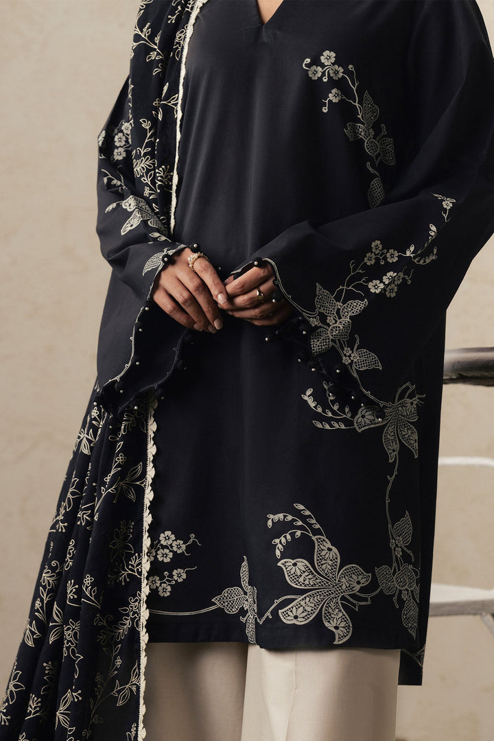 Cross Stitch EBONY LACE Unstitched Black 3 Piece