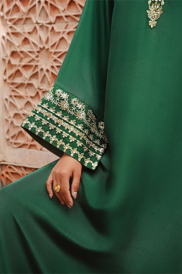 Cross Stitch - Emerald Enchantment Silk Suit For Women - Green - 2 Piece