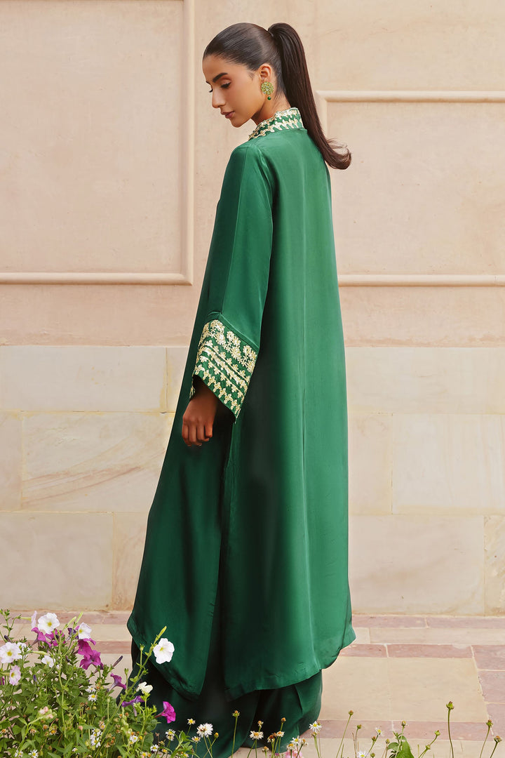 Cross Stitch - Emerald Enchantment Silk Suit For Women - Green - 2 Piece