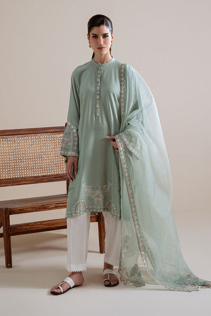 Cross Stitch - Enchanted Meadow Karandi Suit For Women - Green - 2 Piece
