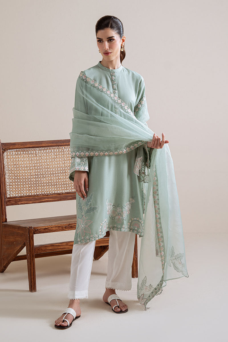 Cross Stitch - Enchanted Meadow Karandi Suit For Women - Green - 2 Piece