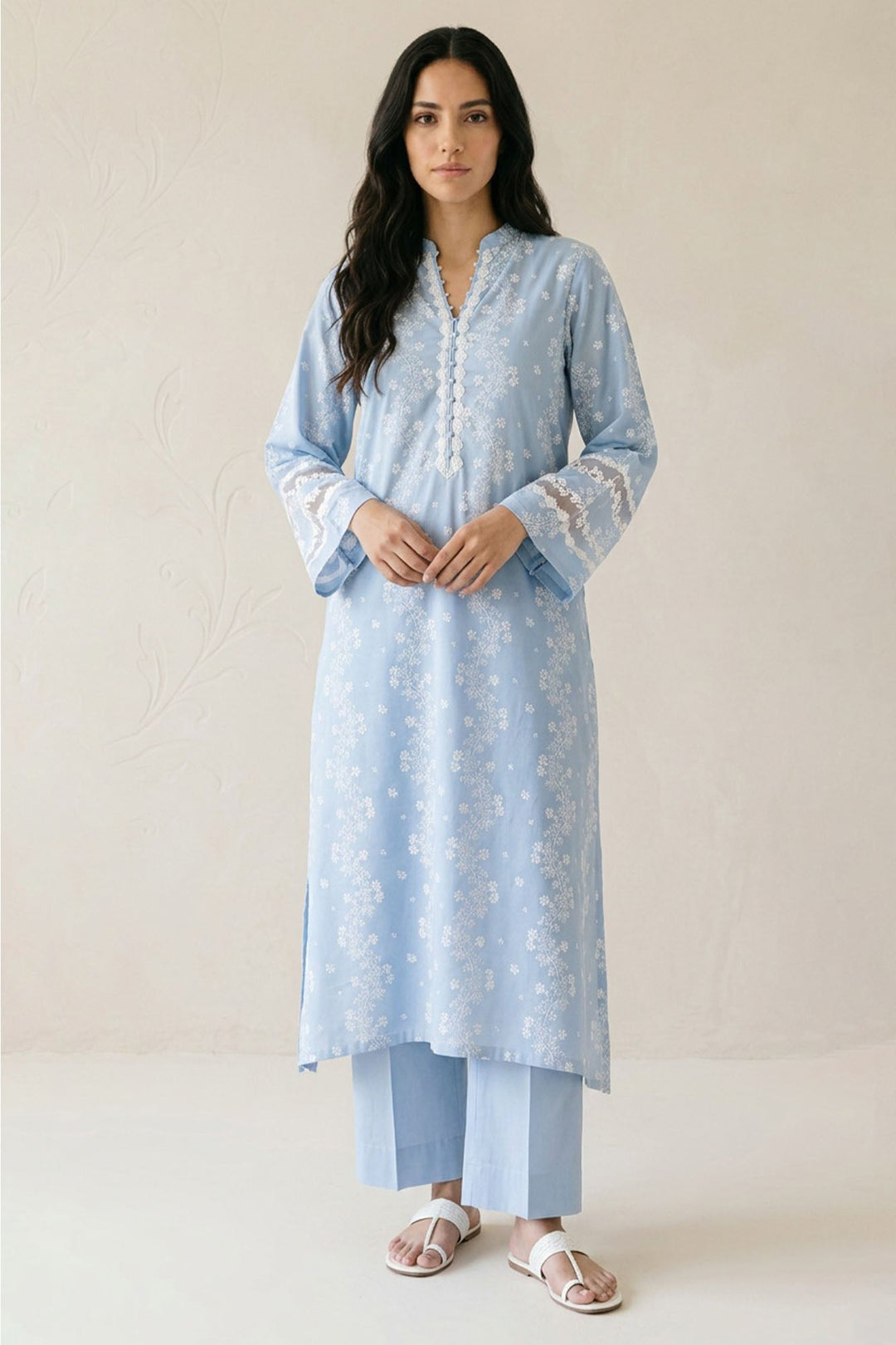 Cross Stitch - Ethereal Blue Lawn Suit For Women - 2 Piece