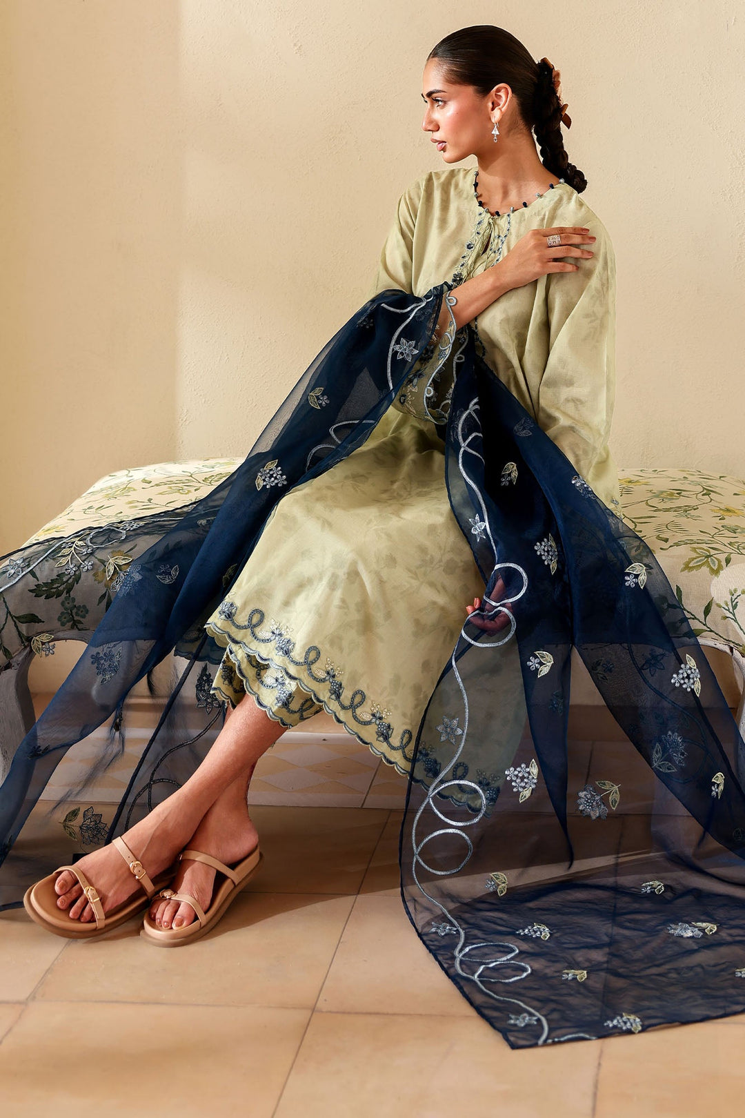 Cross Stitch - Ethnic Fluer Printed Lawn Unstitch Suit For Women - 3 Piece