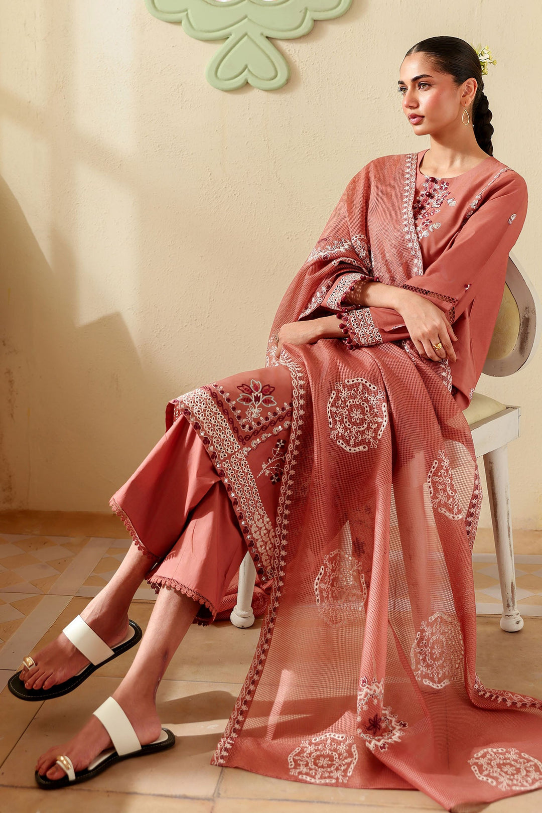 Cross Stitch - Faded Rust Printed Lawn Unstitch Suit For Women - 3 Piece
