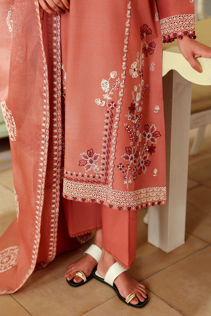 Cross Stitch - Faded Rust Printed Lawn Unstitch Suit For Women - 3 Piece