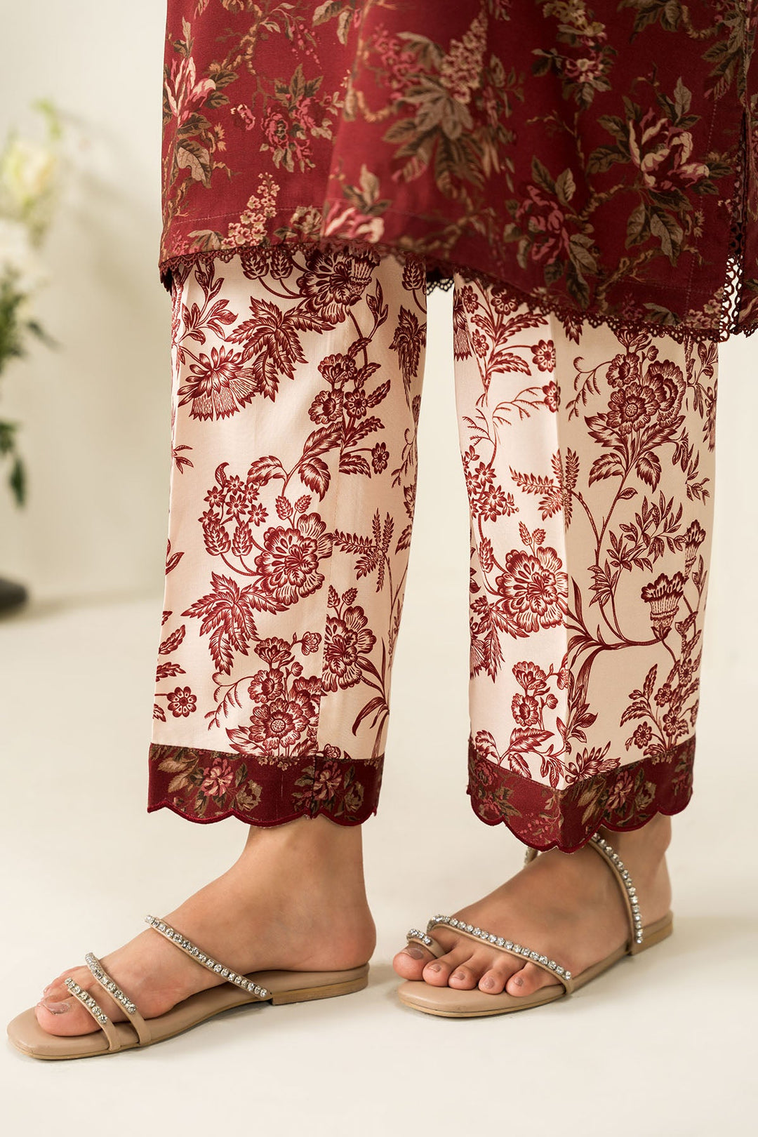 Cross Stitch - Floral Symphony - 2 Piece -  Linen Printed Suit - Unstitch