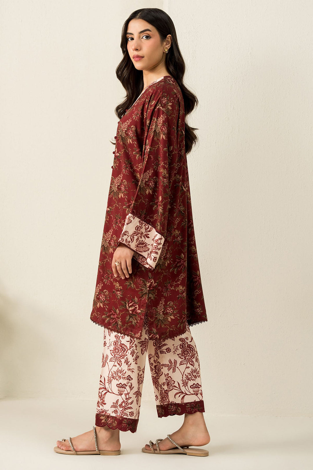 Cross Stitch - Floral Symphony - 2 Piece -  Linen Printed Suit - Unstitch