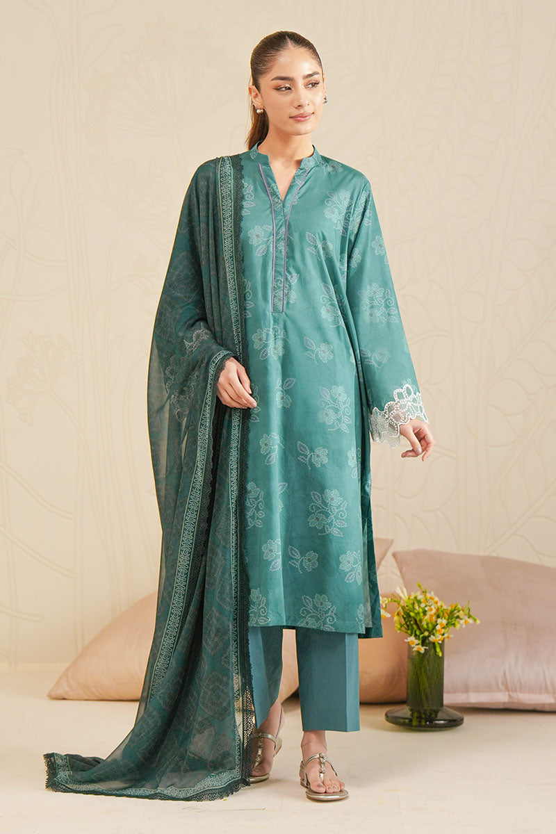 Cross Stitch - Forest Dew Digital Print Lawn Unstitch Suit For Women - 3 Piece