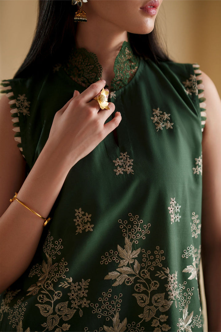 Cross Stitch - Forest Green Chikankari Lawn Suit For Women - 3 Piece