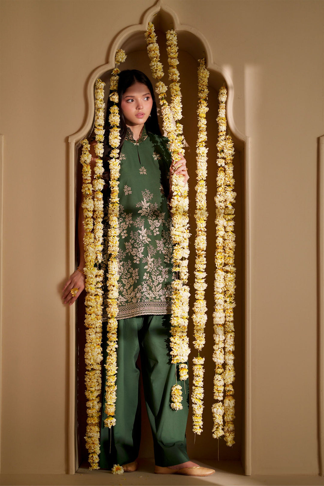 Cross Stitch - Forest Green Chikankari Lawn Suit For Women - 3 Piece