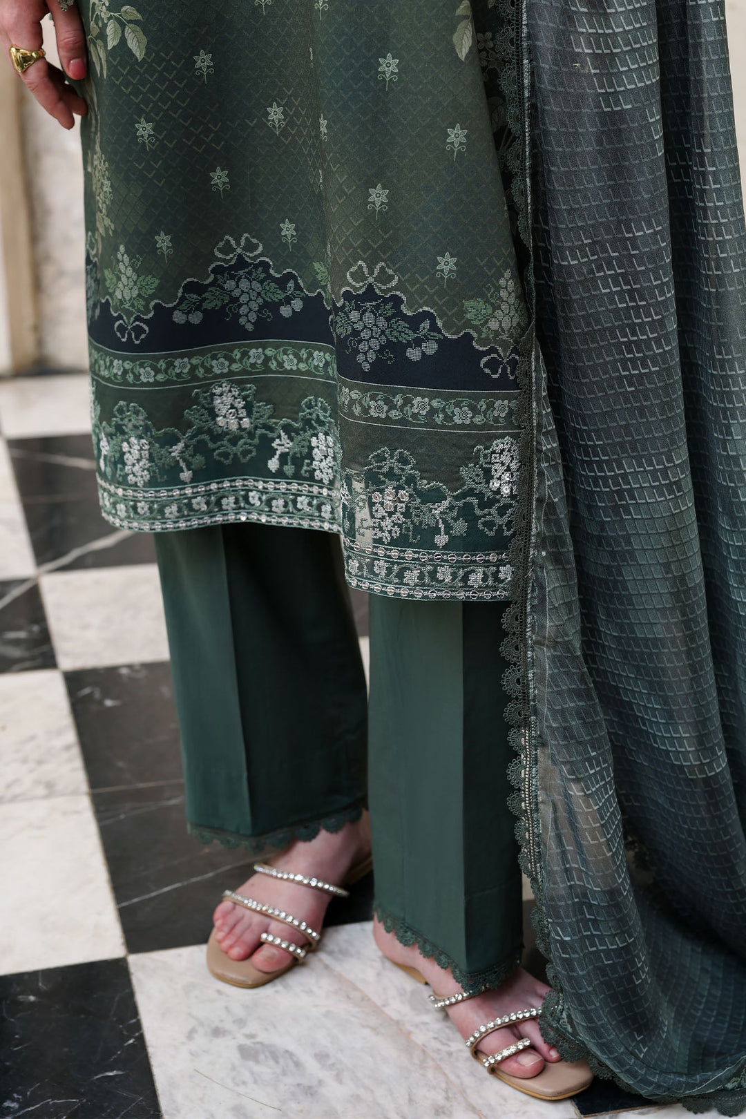 Cross Stitch - Forest Muse Lawn Unstitch Suit For Women - 3 Piece
