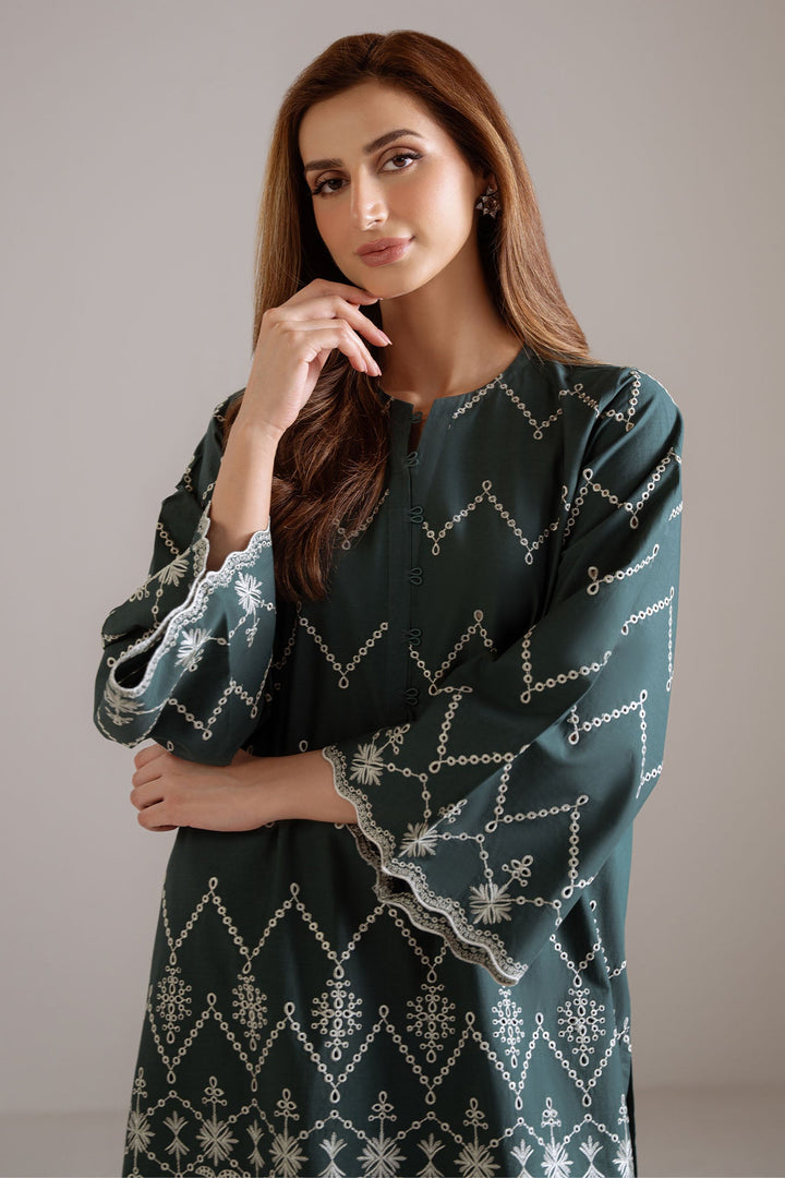 Cross Stitch - Forest Zest Cambric Suit For Women - Green - 2 Piece