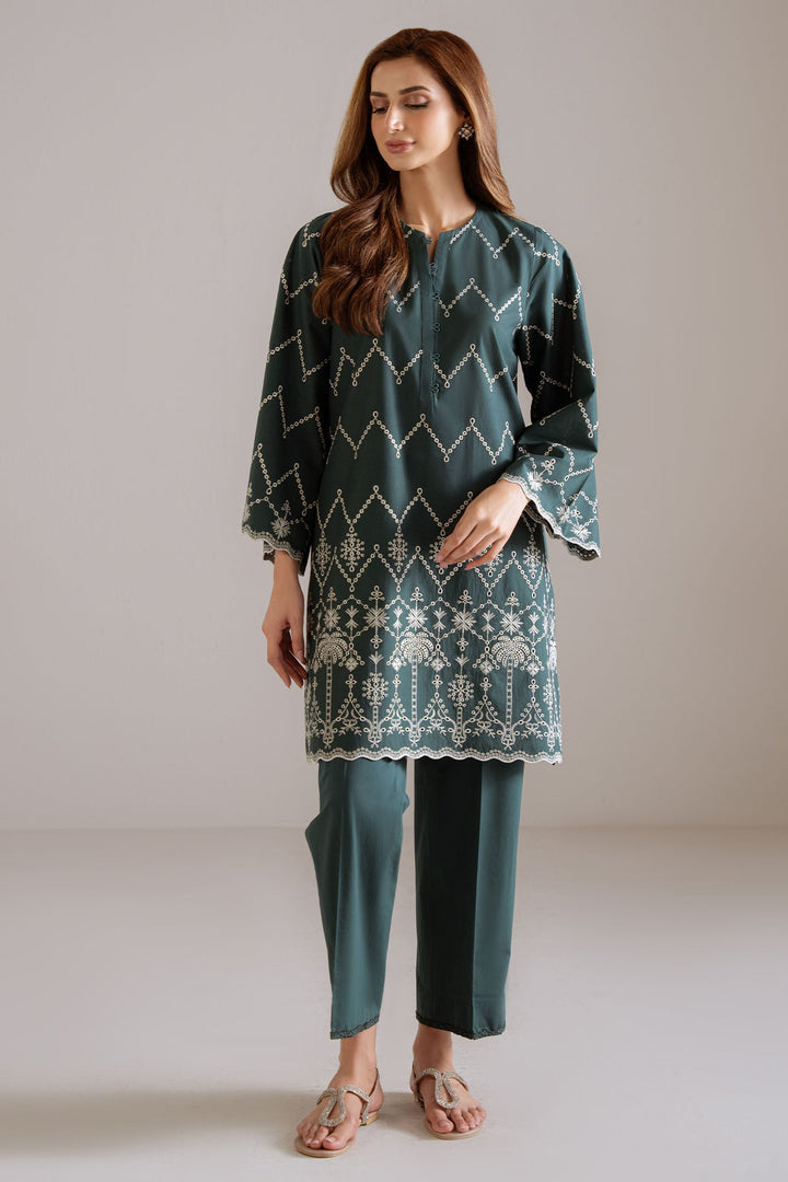 Cross Stitch - Forest Zest Cambric Suit For Women - Green - 2 Piece