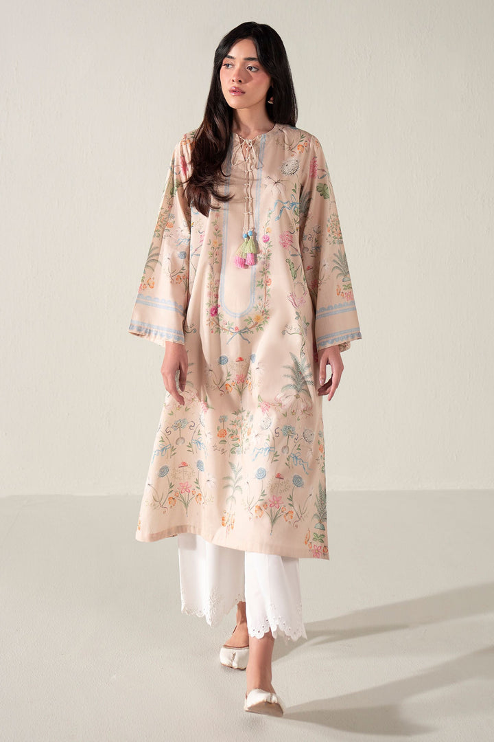 Cross Stitch - Fresco Luxe Printed Lawn Shirt For Women - Beige - 1 Piece