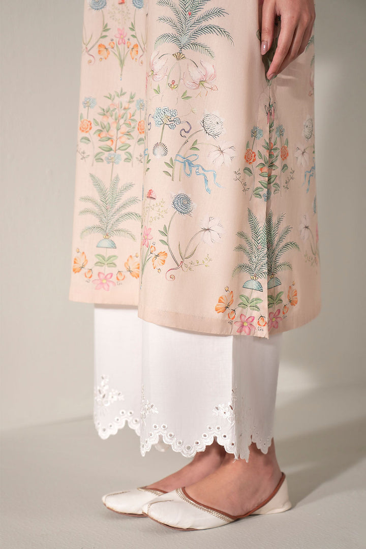 Cross Stitch - Fresco Luxe Printed Lawn Shirt For Women - Beige - 1 Piece