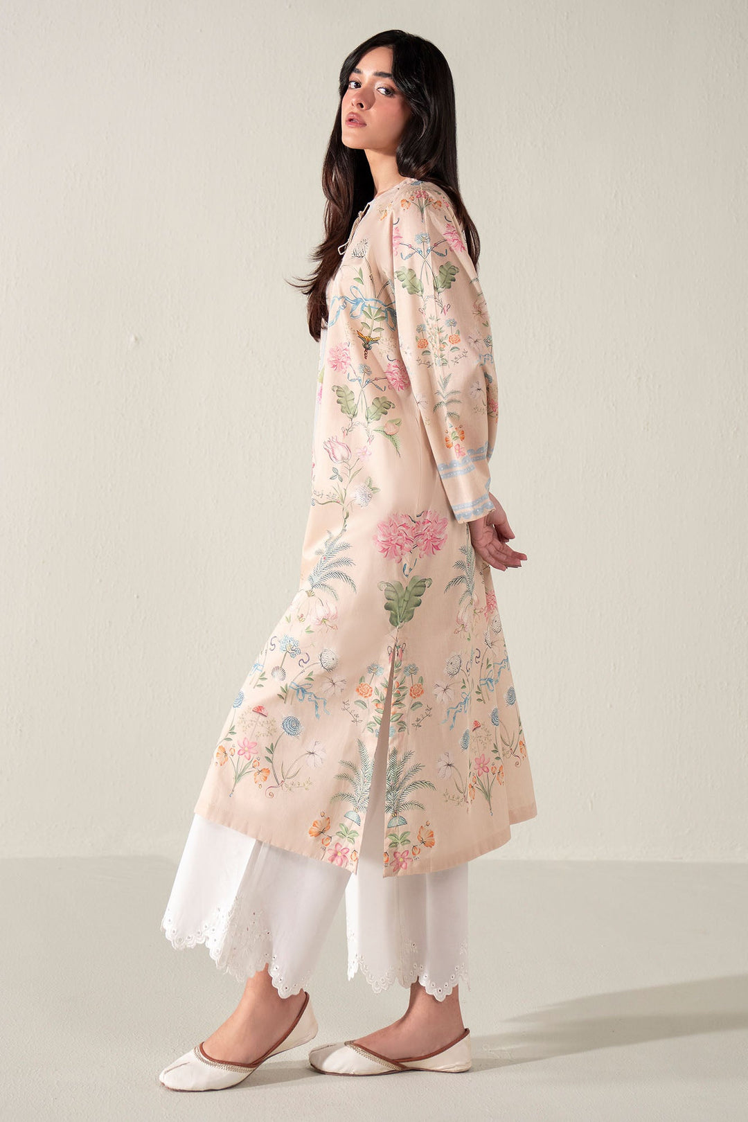 Cross Stitch - Fresco Luxe Printed Lawn Shirt For Women - Beige - 1 Piece