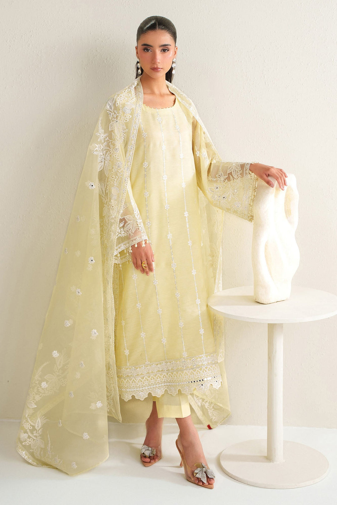 Cross Stitch - Garden Glow Silk Unstitch Suit For Women - 3 Piece