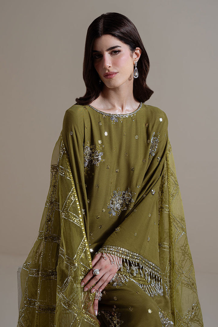 Cross Stitch - Gleam Luxe Green Unstitch Suit For Women - 3 Piece
