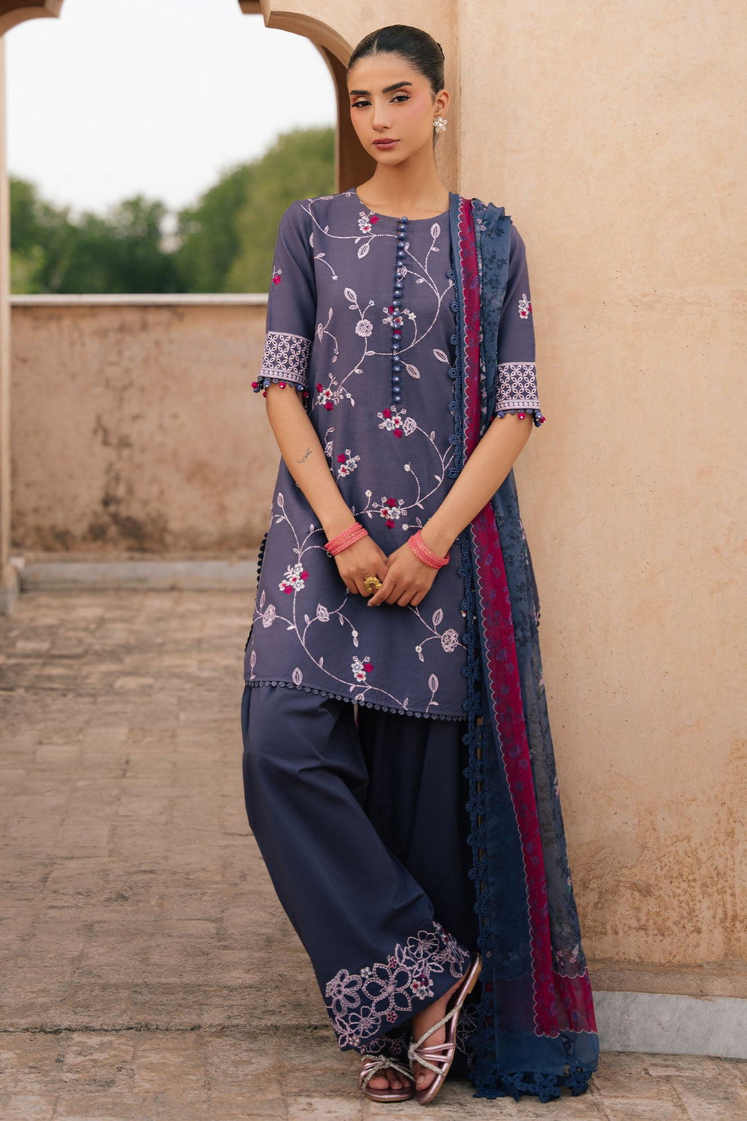 Cross Stitch - Indigo Dusk Lawn Suit For Women - 3 Piece