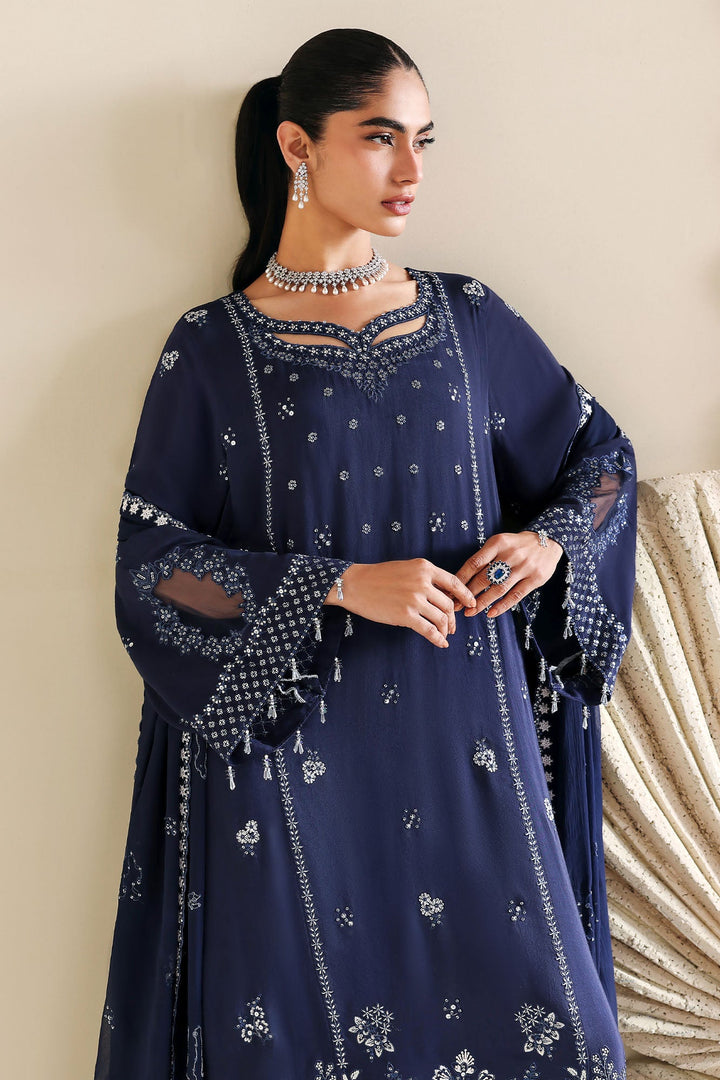 Cross Stitch - Indigo Muse Silk Suit For Women - 3 Piece