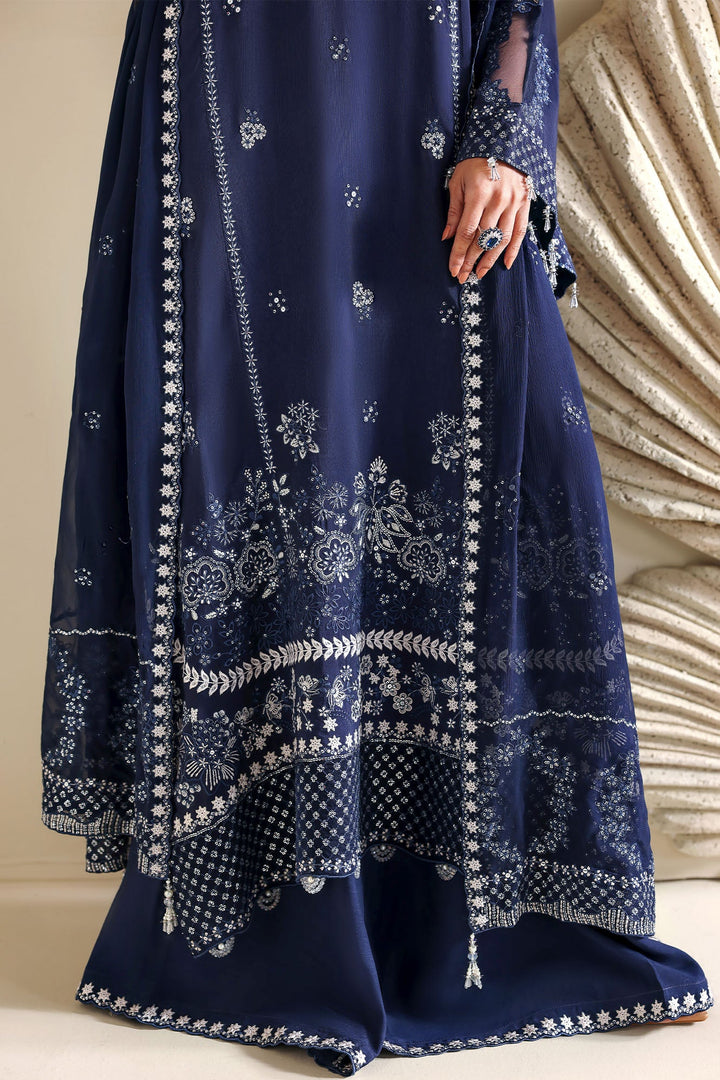 Cross Stitch - Indigo Muse Silk Suit For Women - 3 Piece