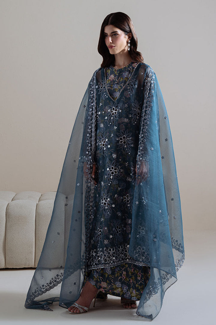 Cross Stitch - Indigo Spark Blue Unstitch Suit For Women - 4 Piece