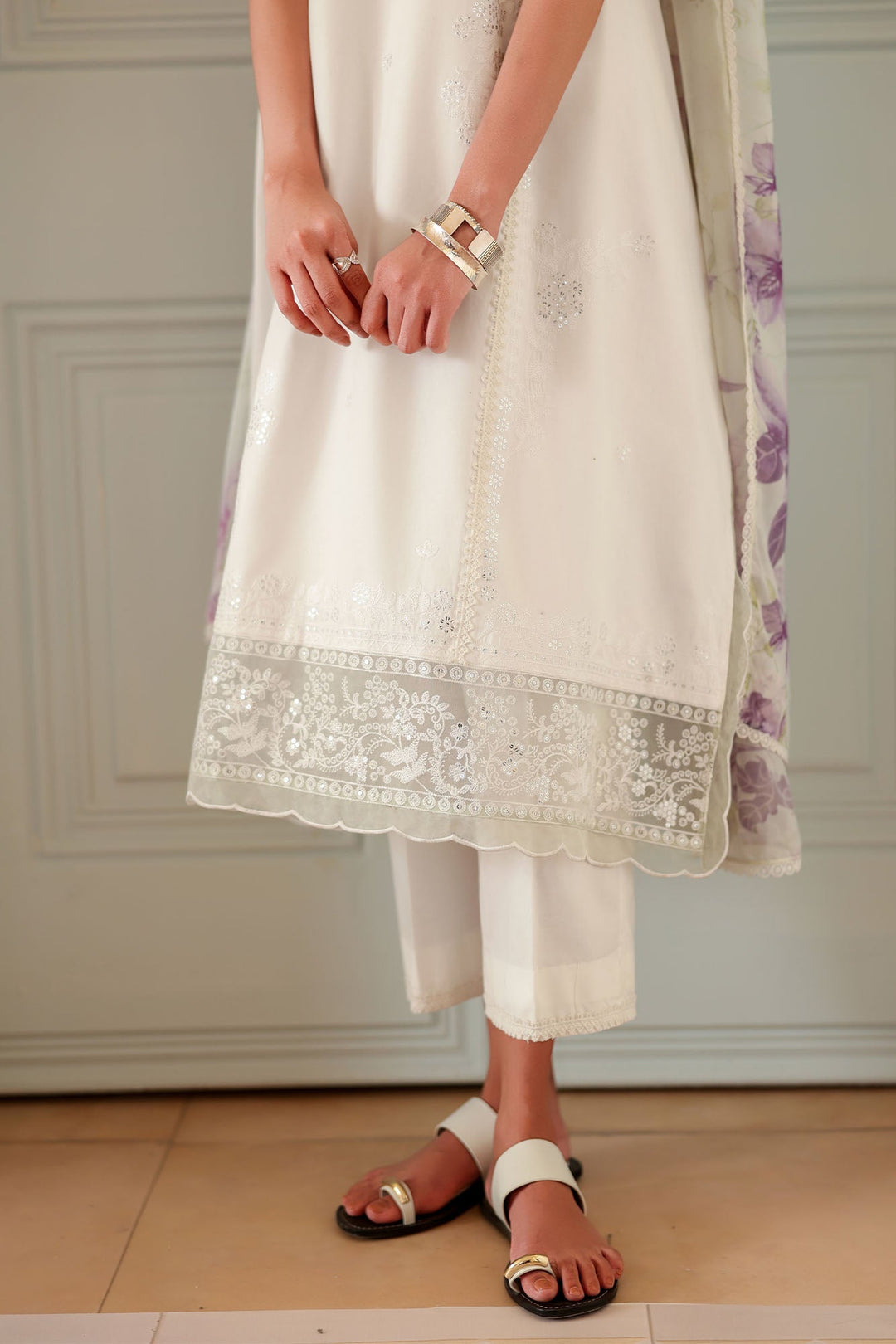 Cross Stitch - Ivory Atelier Printed Lawn Unstitch Suit For Women - 3 Piece