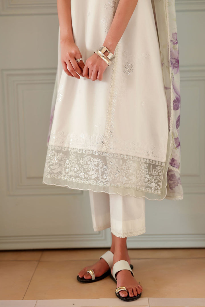 Cross Stitch - Ivory Atelier Printed Lawn Unstitch Suit For Women - 3 Piece