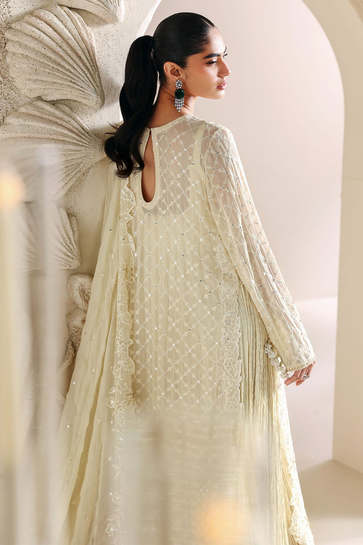 Cross Stitch - Ivory Bloom Chiffon Suit For Women - 4 Piece