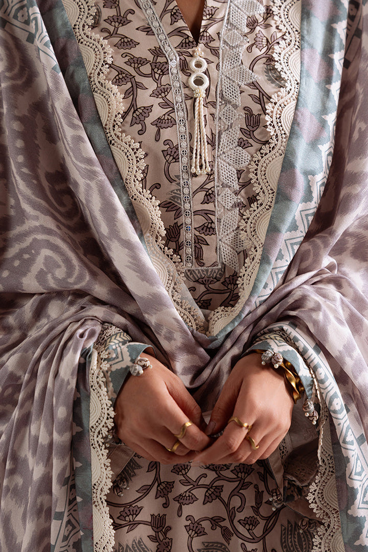Cross Stitch - Iznik Bloom - Linen Printed Suit - 3 Piece - Unstitch