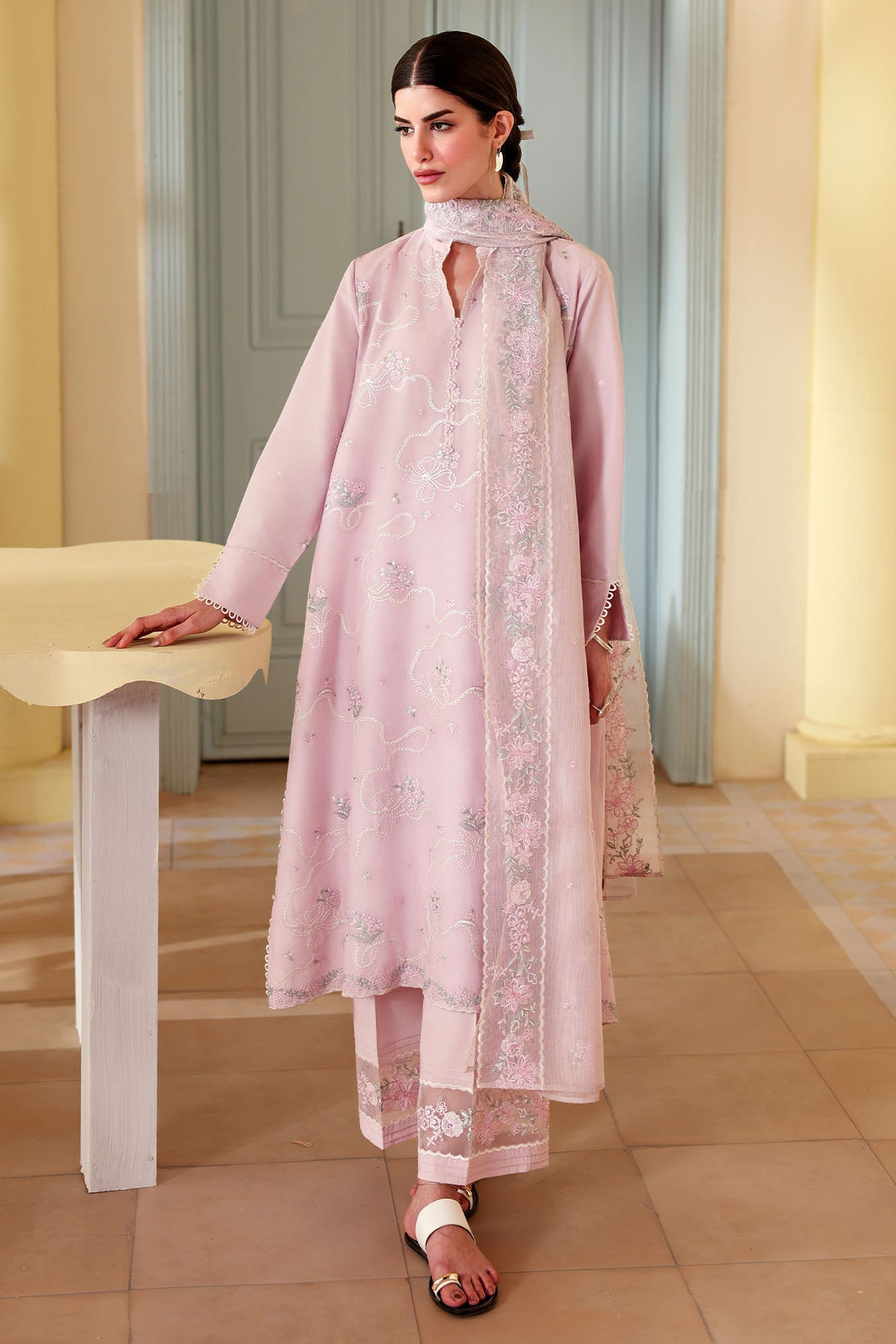 Cross Stitch - Lavender Breeze Printed Lawn Unstitch Suit For Women - 3 Piece