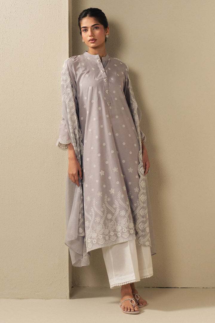 Cross Stitch - Lavender Cloud Cambric Suit For Women - Purple - 2 Piece
