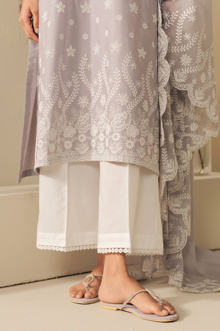 Cross Stitch - Lavender Cloud Cambric Suit For Women - Purple - 2 Piece
