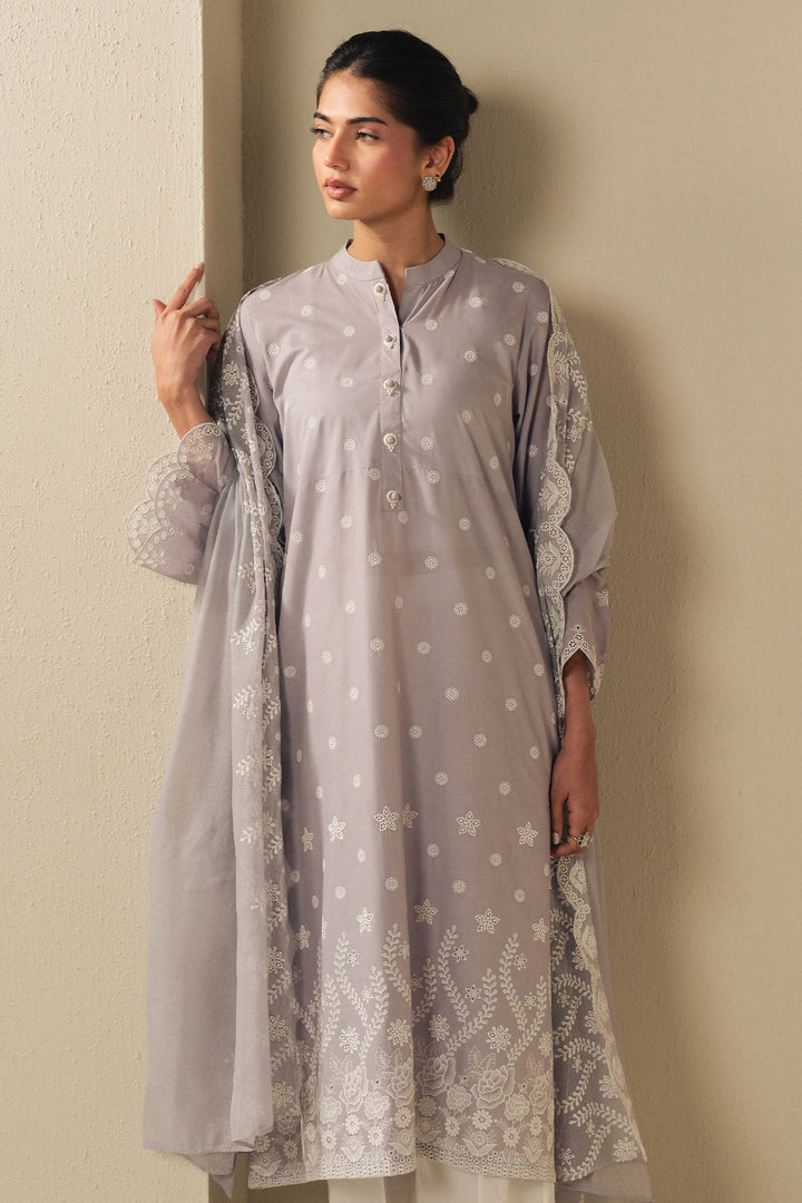 Cross Stitch - Lavender Cloud Cambric Suit For Women - Purple - 2 Piece