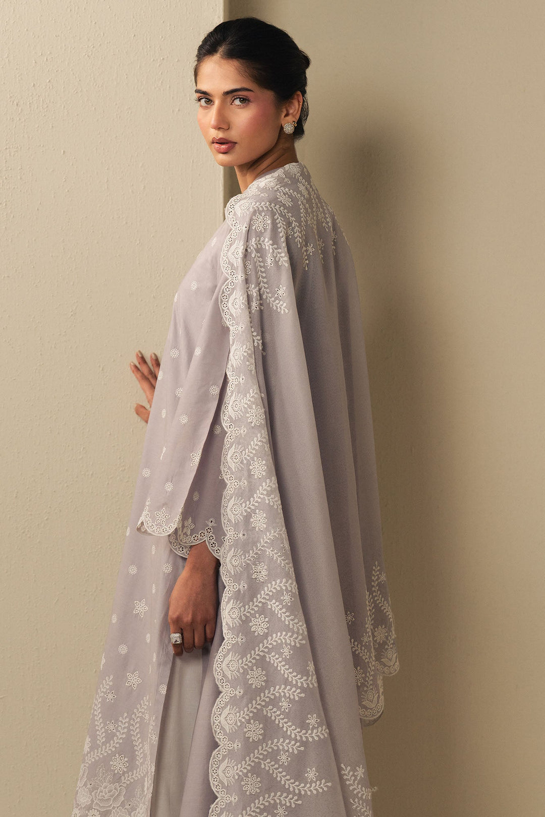 Cross Stitch - Lavender Cloud Cambric Suit For Women - Purple - 2 Piece