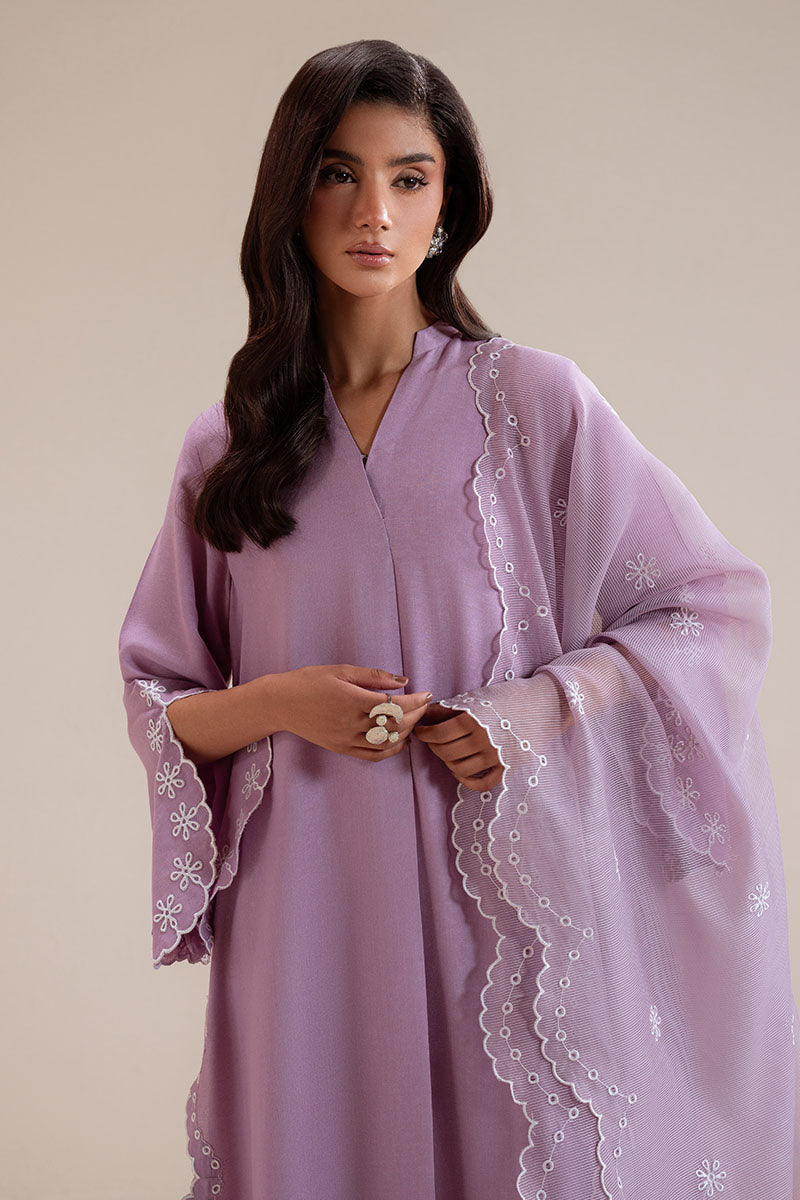 Cross Stitch - Lavender Reef Karandi Suit For Women - Purple - 3 Piece