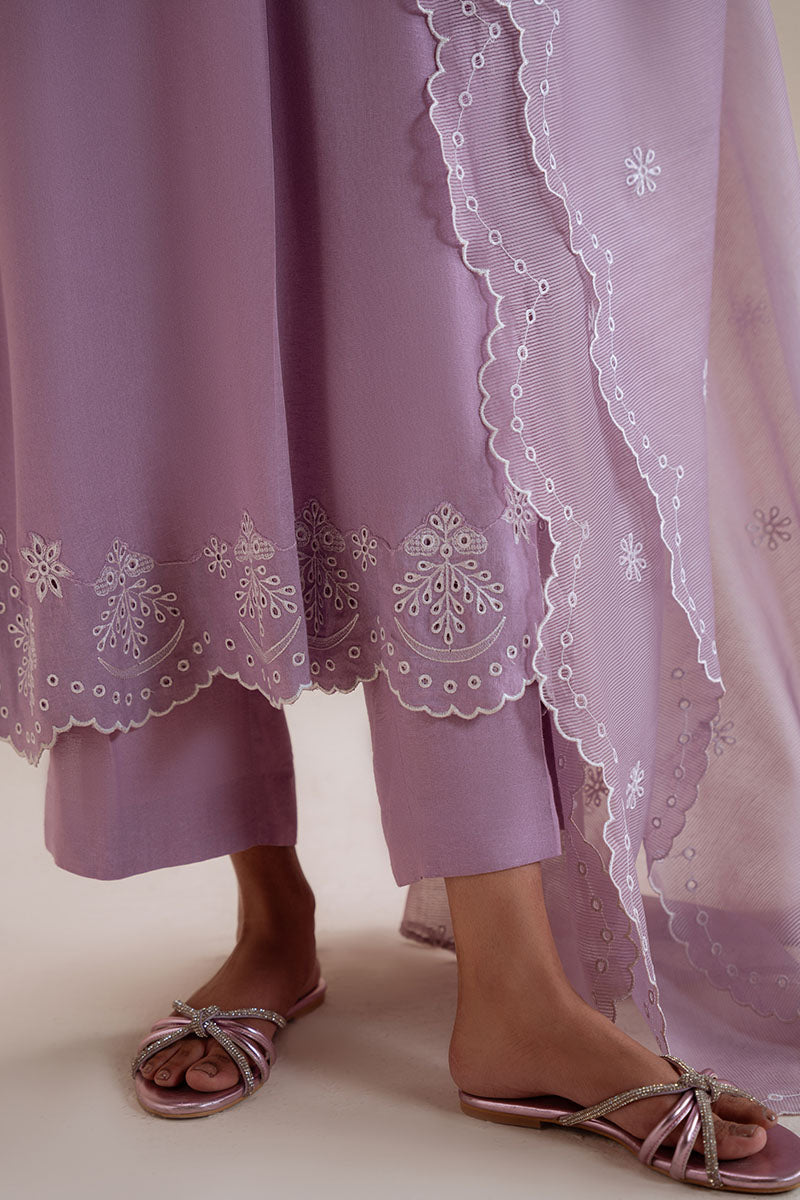 Cross Stitch - Lavender Reef Karandi Suit For Women - Purple - 3 Piece