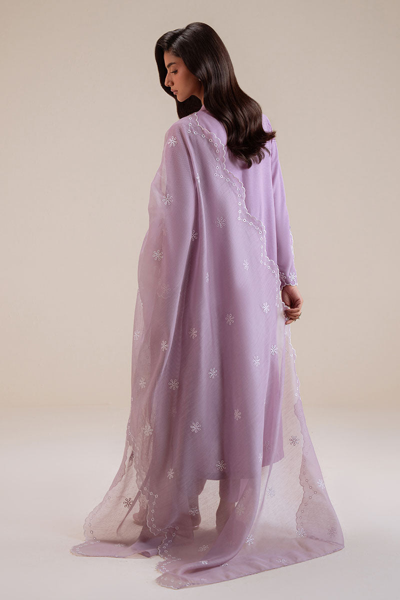 Cross Stitch - Lavender Reef Karandi Suit For Women - Purple - 3 Piece