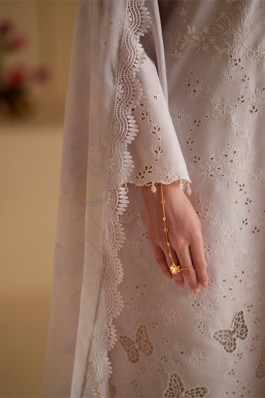 Cross Stitch - Lavender White Chikankari Lawn Suit For Women - 3 Piece