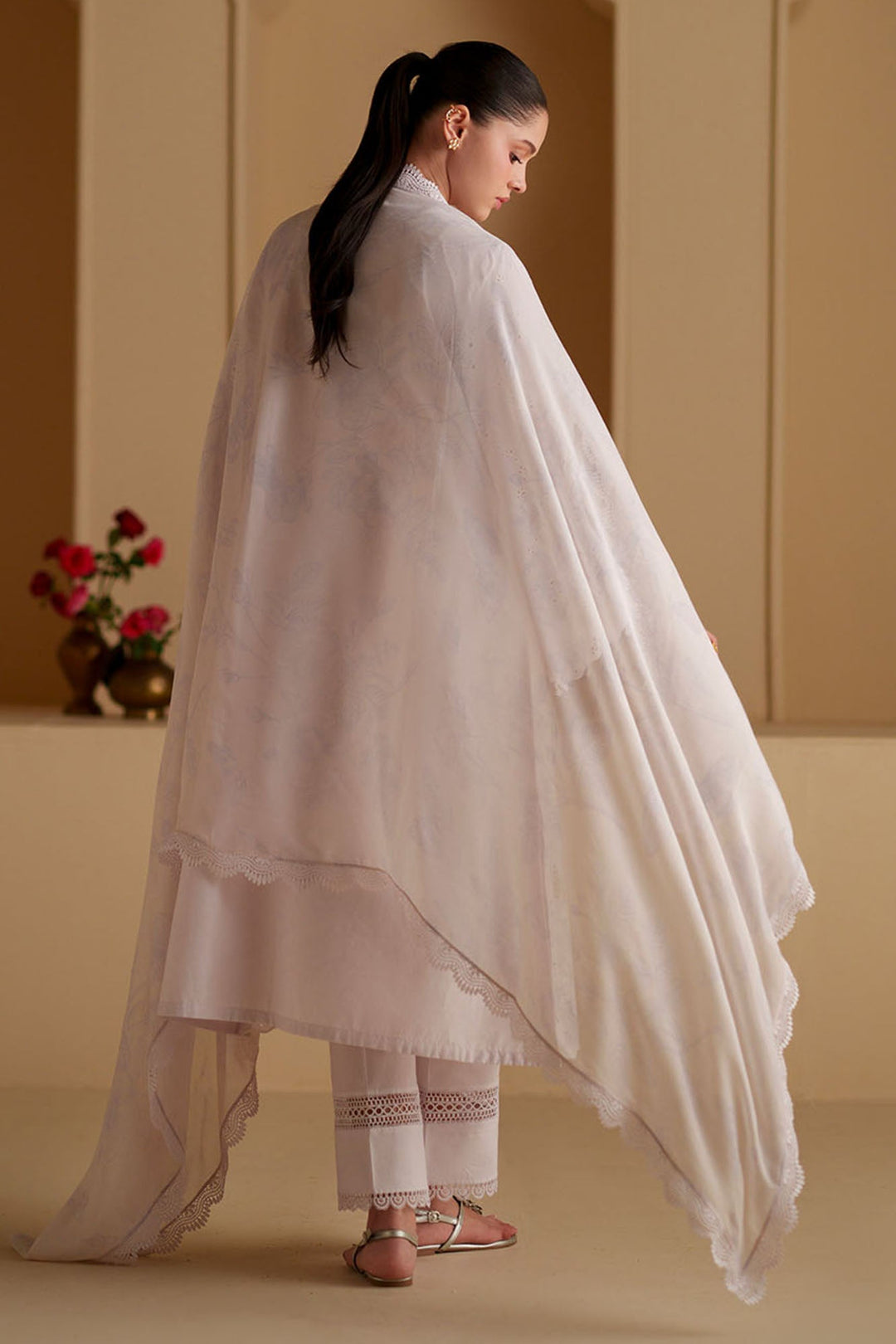 Cross Stitch - Lavender White Chikankari Lawn Suit For Women - 3 Piece