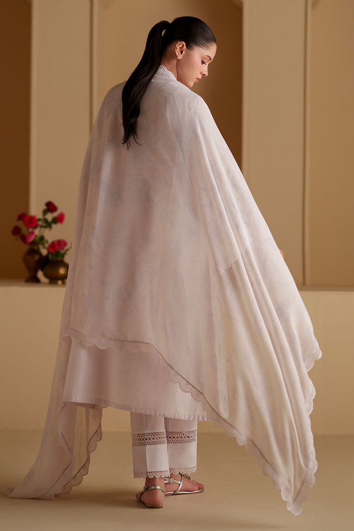 Cross Stitch - Lavender White Chikankari Lawn Suit For Women - 3 Piece