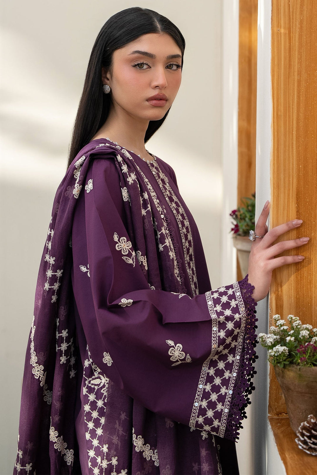 Cross Stitch - Lawn Chive Blossom Unstitch Suit For Women - 3 Piece